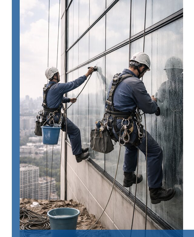 Профессиональная мойка фасадных окон альпинистами в Кимовске