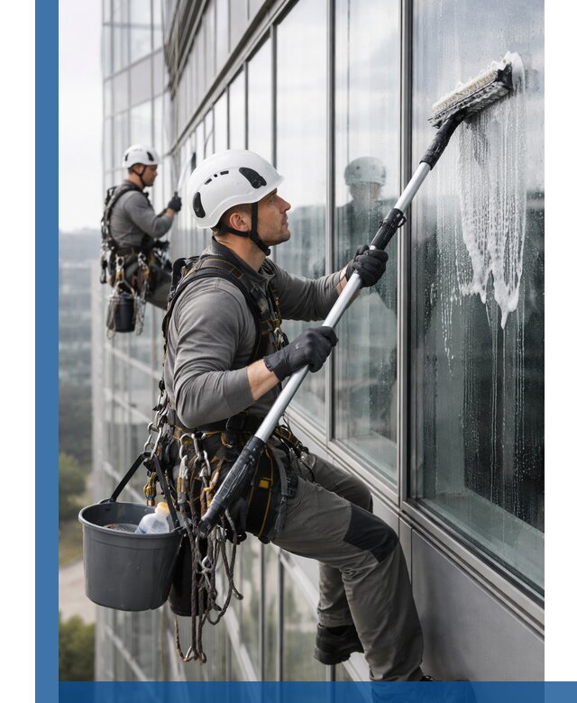 Высотная мойка сплошного остекления с выездом в Кимовске