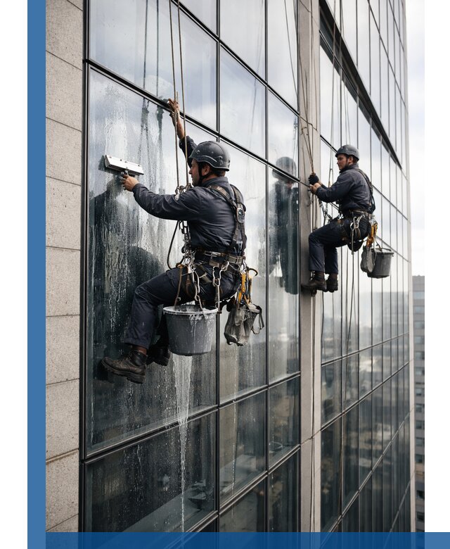 Профессиональная мойка стеклянных фасадов зданий в Кимовске