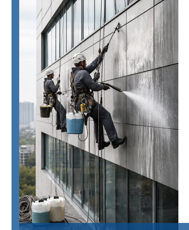 Профессиональная мойка вентилируемых фасадов в Кимовске