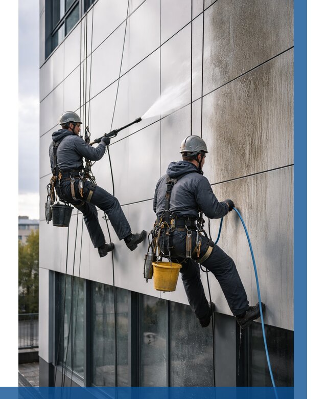 Мойка фасада из композита в Кимовске по цене от 309 р. | ВЫСОТНИК-Кмв