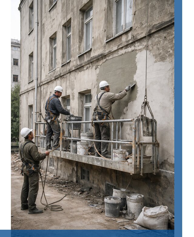 Капитальный ремонт фасада в Кимовске от 4329 р. | ВЫСОТНИК-Кмв