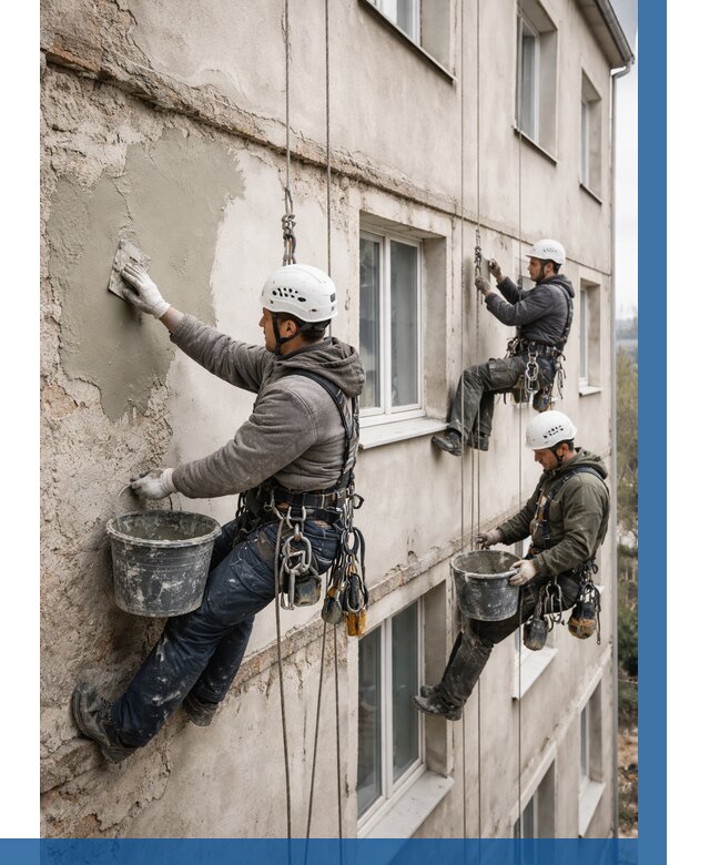 Ремонт штукатурного фасада в Кимовске от 773 р. под ключ | ВЫСОТНИК-Кмв