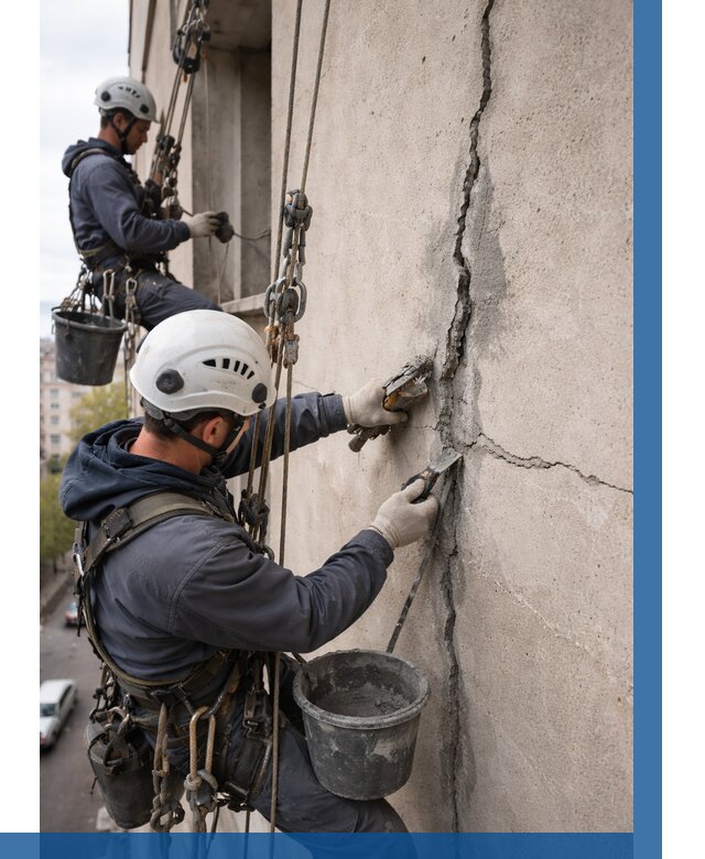 Заделка трещин на фасаде в Кимовске от 928 р. | ВЫСОТНИК-Кмв