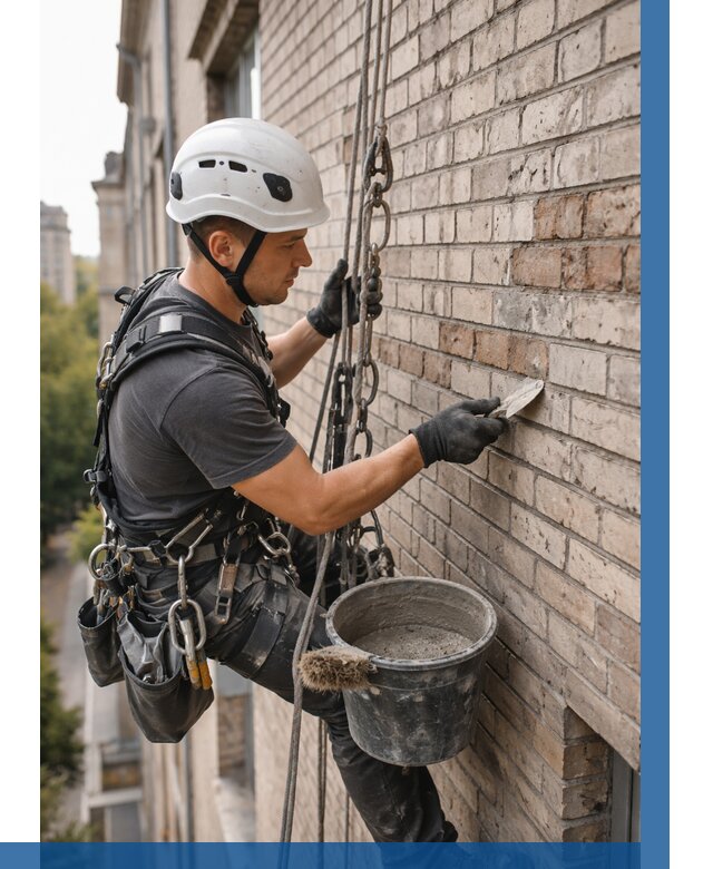 Ремонт кирпичной кладки фасада в Кимовске от 1855 р. | ВЫСОТНИК-Кмв