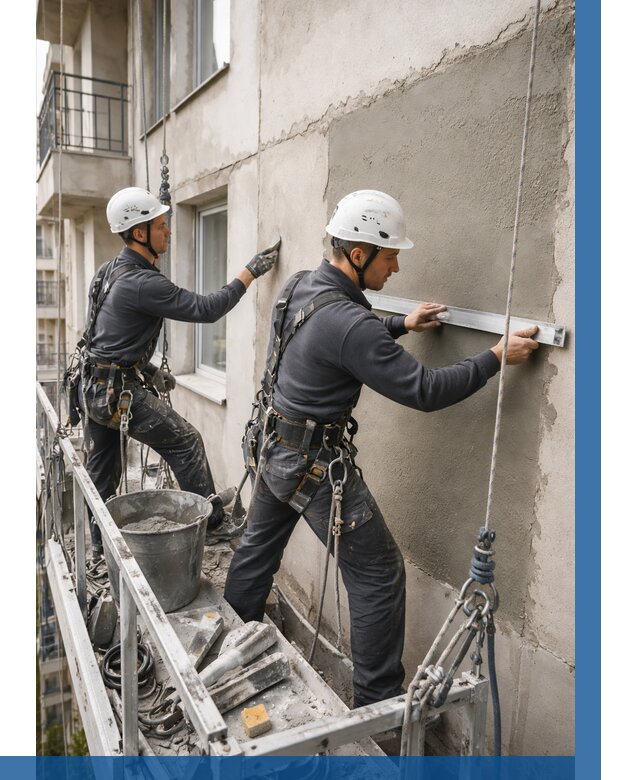 Штукатурка фасада на высоте в Кимовске от 928 р. | ВЫСОТНИК-Кмв