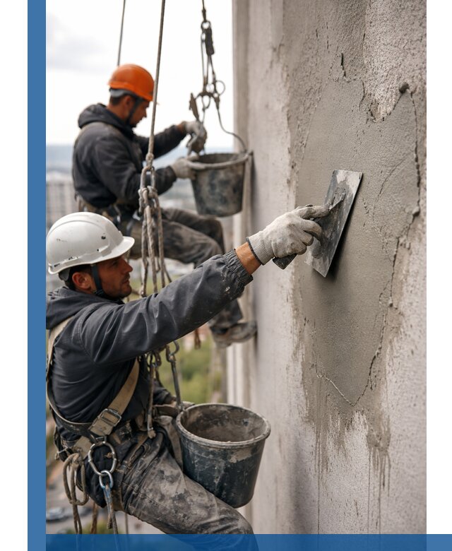 Штукатурка фасада на высоте в Кимовске профессиональные работы