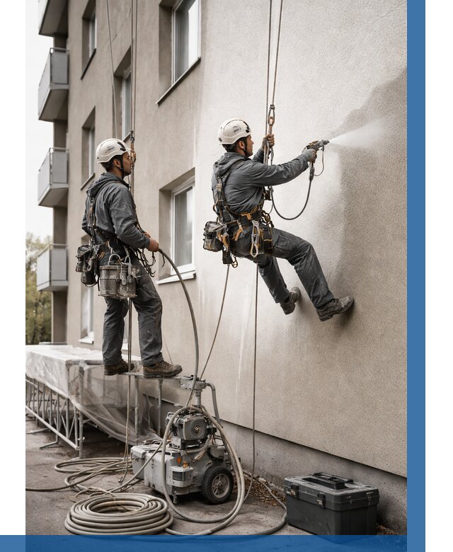 Безвоздушная покраска фасада в Кимовске от 227 р/м² | ВЫСОТНИК-Кмв