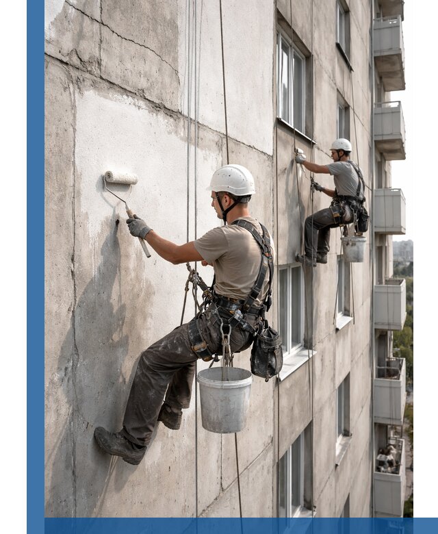 Покраска бетонного фасада в Кимовске для жилых и промышленных объектов