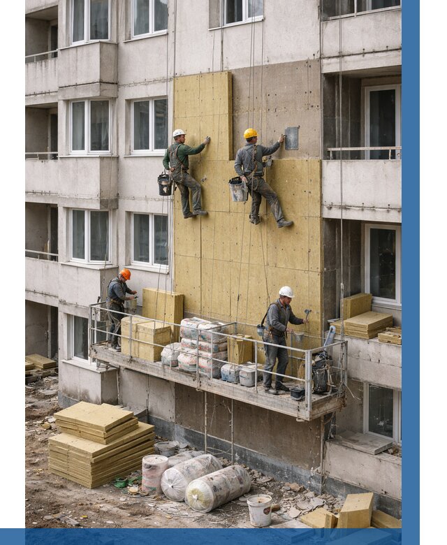 Утепление фасада минватой в Кимовске от 1546 р. | ВЫСОТНИК-Кмв