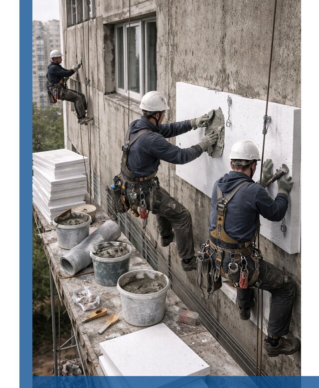 Утепление фасада пенополистиролом в Кимовске под ключ