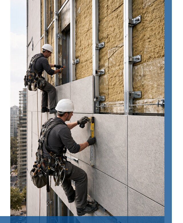 Монтаж вентилируемого фасада в Кимовске от 3608 р. | ВЫСОТНИК-Кмв