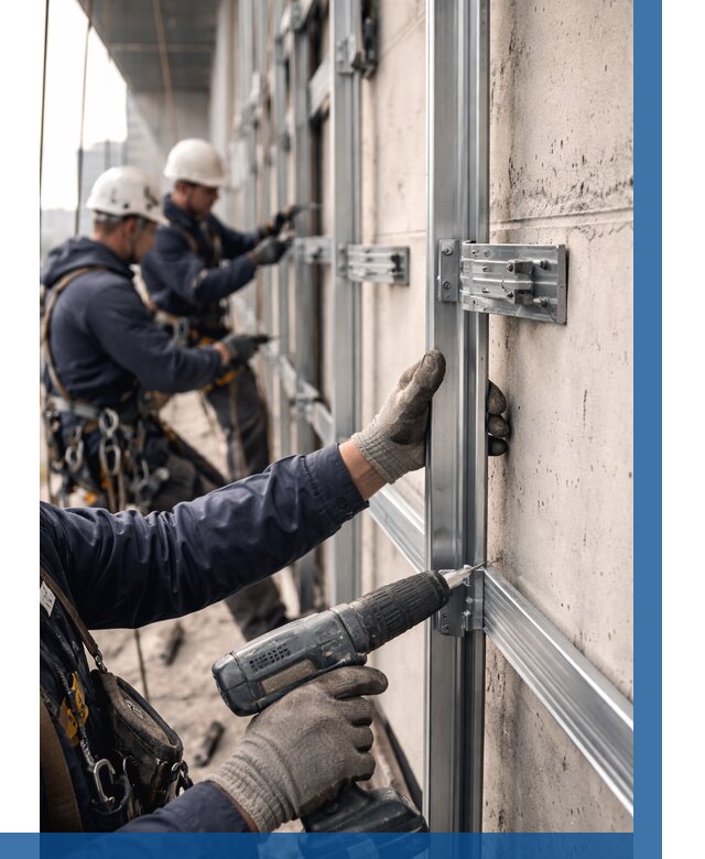 Монтаж подсистемы вентфасада в Кимовске от 876 р. | ВЫСОТНИК-Кмв