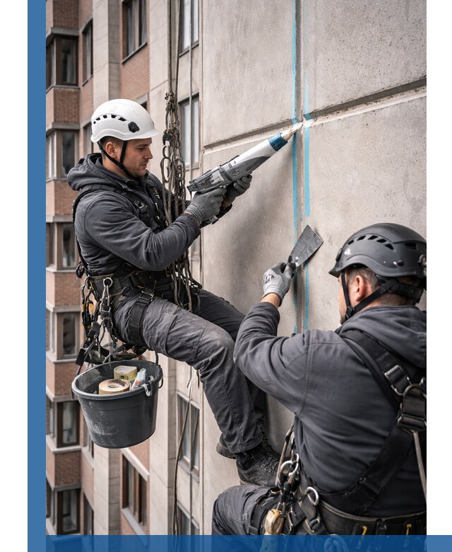 Вторичная герметизация швов фасада и кровли в Кимовске