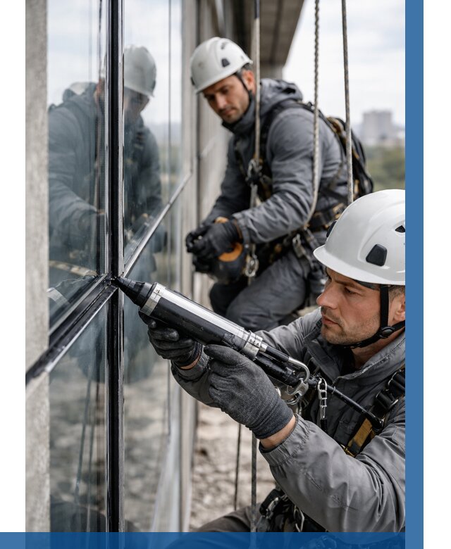 Герметизация витражных швов в Кимовске от 670 р. | ВЫСОТНИК-Кмв