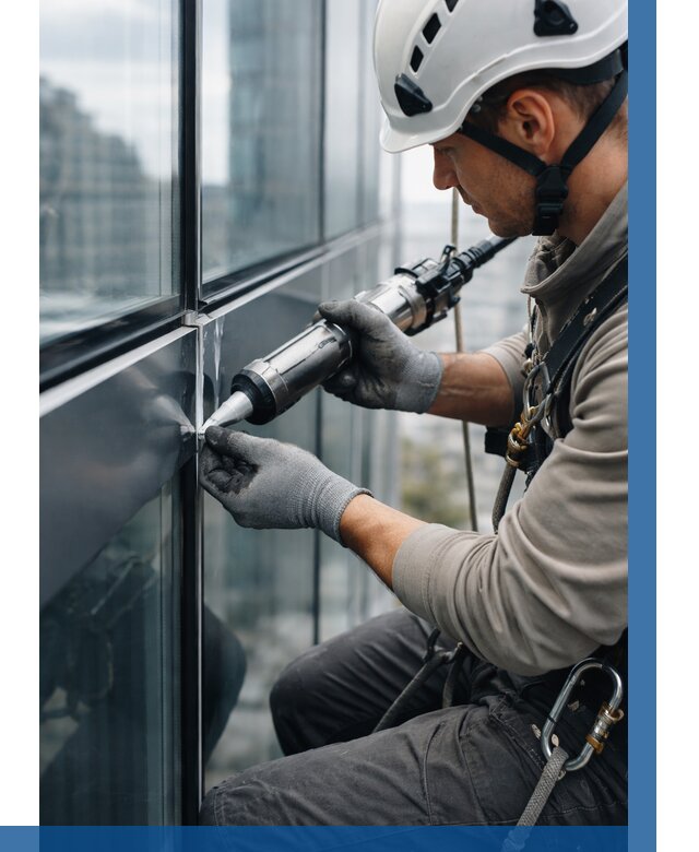 Герметизация стыков витража в Кимовске от 1237 р. | ВЫСОТНИК-Кмв