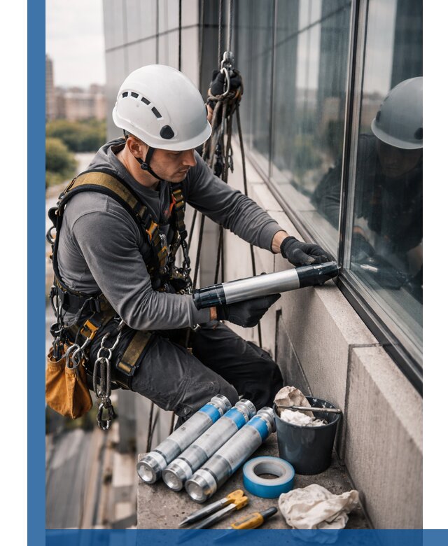 Герметизация стыков витража в Кимовске для герметичных фасадов