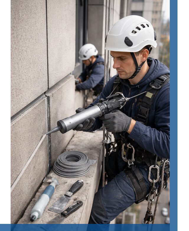 Герметизация деформационных швов фасада в Кимовске от 722 | ВЫСОТНИК-Кмв