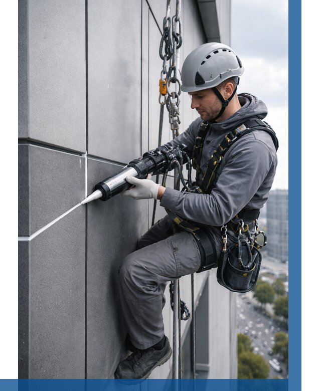 Герметизация стыков фасадных панелей в Кимовске от 6700 р.| ВЫСОТНИК-Кмв