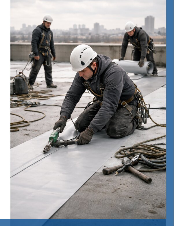 Ремонт мембранной кровли в Кимовске от 1855 р./м2 | ВЫСОТНИК-Кмв