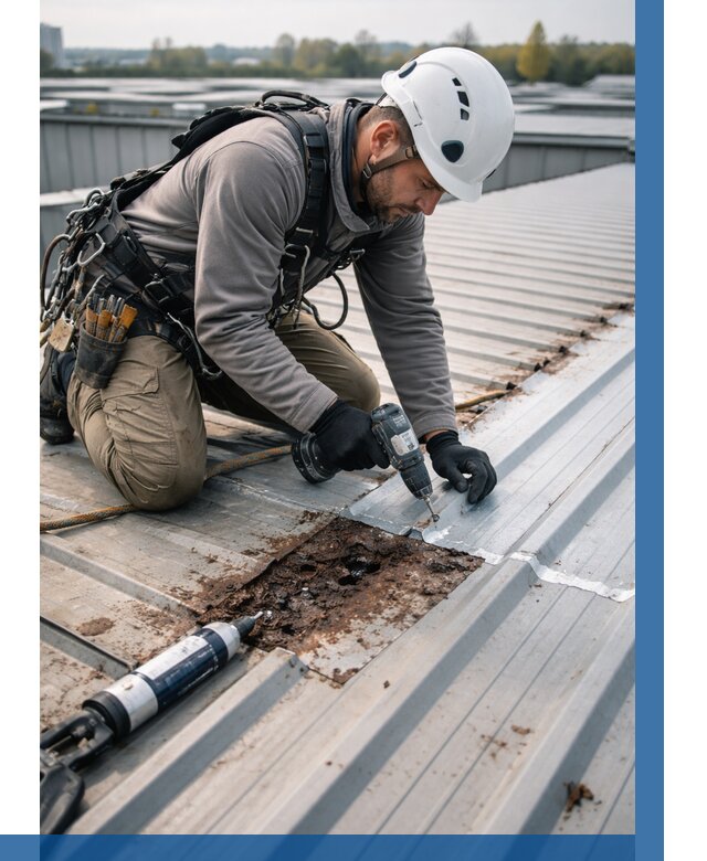 Ремонт профнастила на кровле в Кимовске от 722 р. | ВЫСОТНИК-Кмв