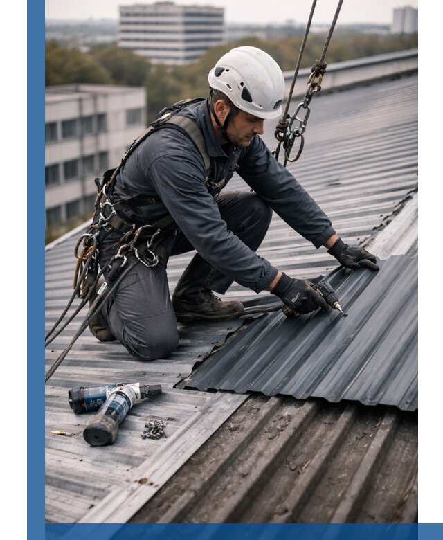 Ремонт профнастила на кровле в Кимовске, работы под ключ