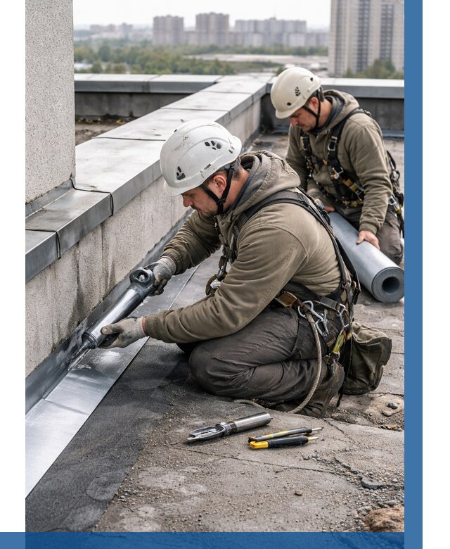 Ремонт кровельных примыканий в Кимовске от 1237 р. | ВЫСОТНИК-Кмв