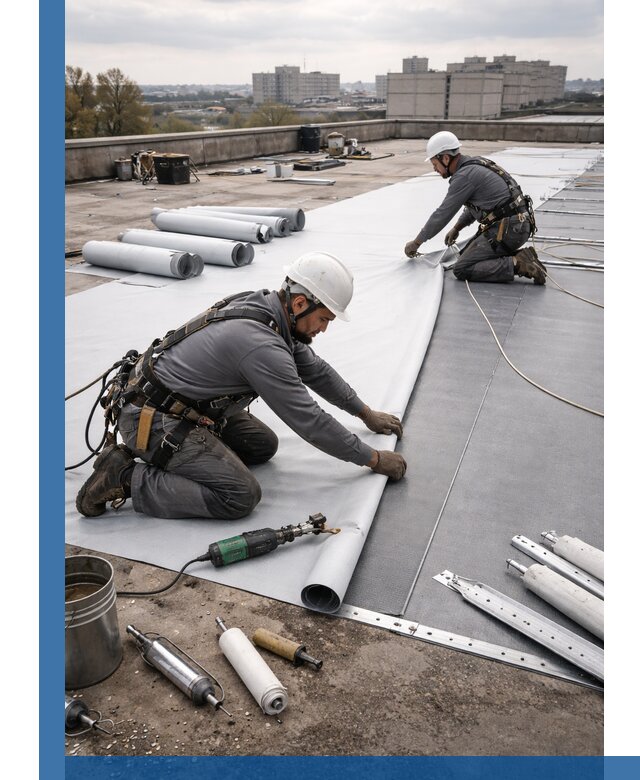 Монтаж мембранной кровли в Кимовске для промышленных зданий