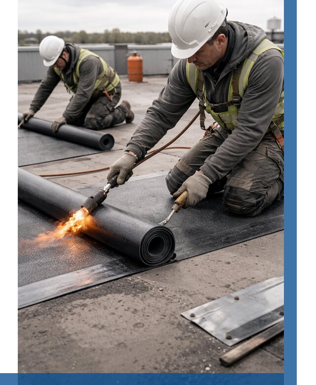 Монтаж наплавляемой кровли в Кимовске от 876 р. — ВЫСОТНИК-Кмв