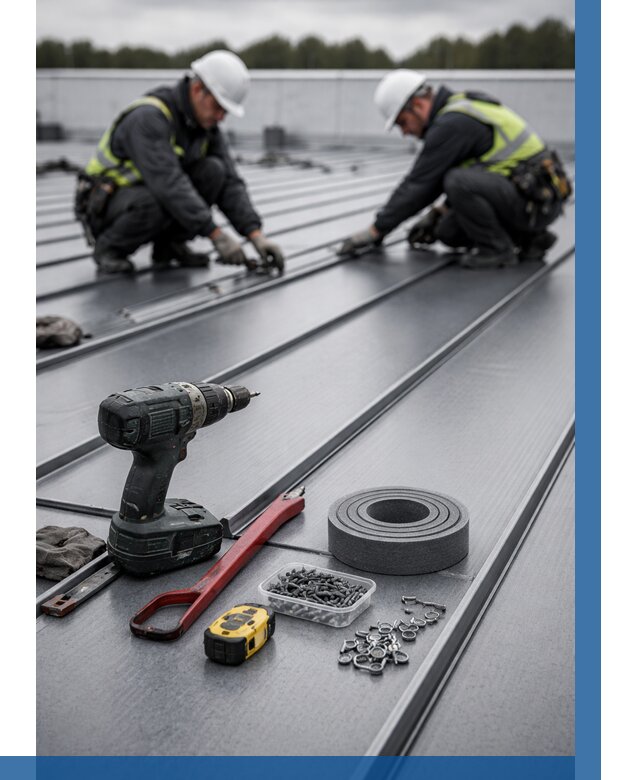 Монтаж фальцевой кровли в Кимовске от 1855 р. | ВЫСОТНИК-Кмв