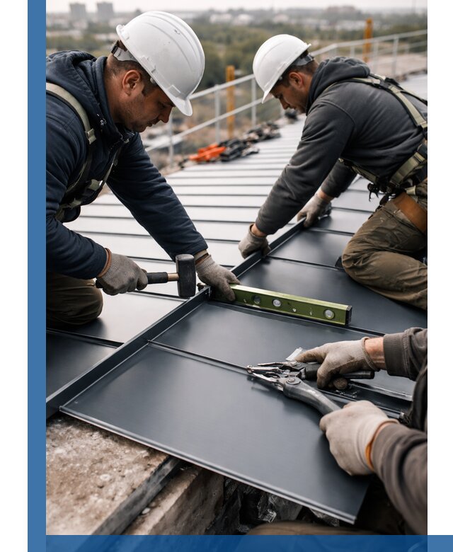 Монтаж фальцевой кровли в Кимовске для промышленных зданий