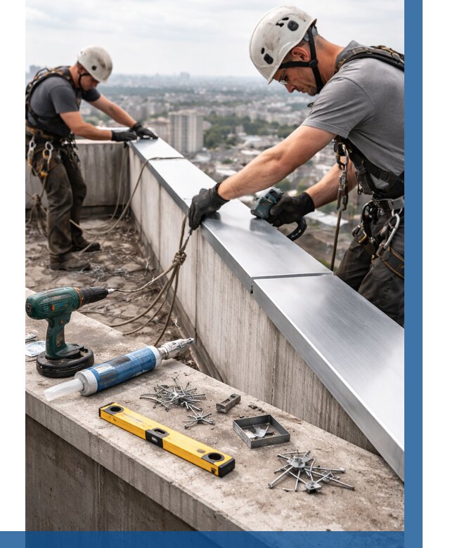 Монтаж парапетных крышек в Кимовске от 825 р. | ВЫСОТНИК-Кмв