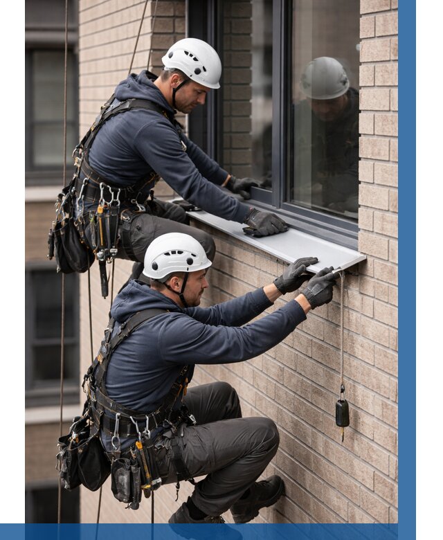 Монтаж оконных отливов под ключ в Кимовске от 3608 р. | ВЫСОТНИК-Кмв