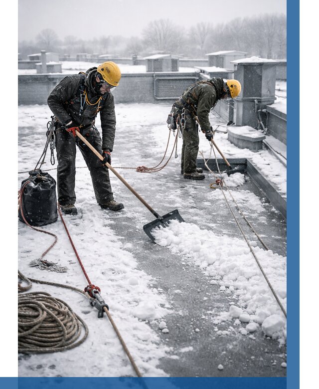 Очистка крыши от снега в Кимовске от 7731 р. | ВЫСОТНИК-Кмв