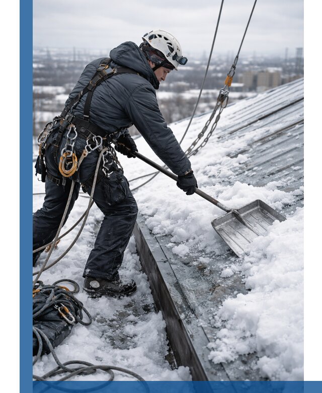 Профессиональная очистка кровли от снега и наледи в Кимовске