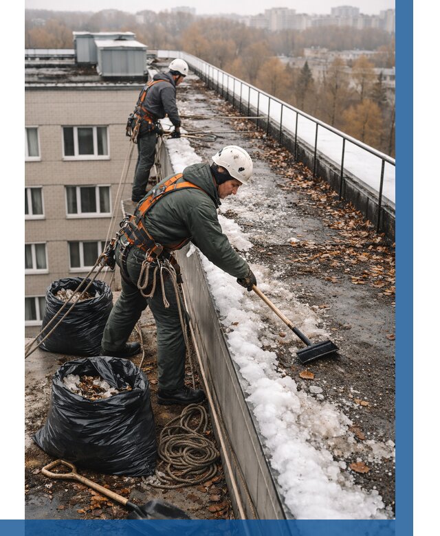 Очистка кровли по периметру в Кимовске от 567 р. | ВЫСОТНИК-Кмв