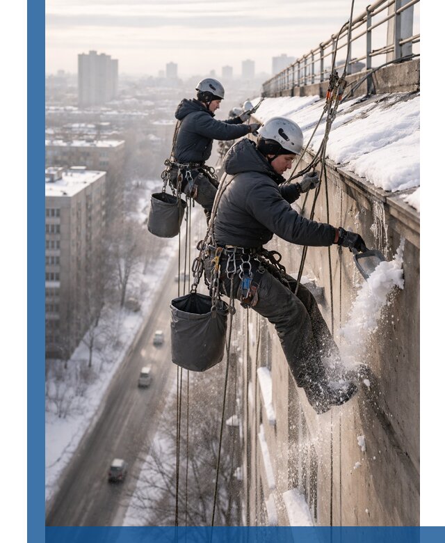 Очистка карнизов от снега в Кимовске профессионально и безопасно