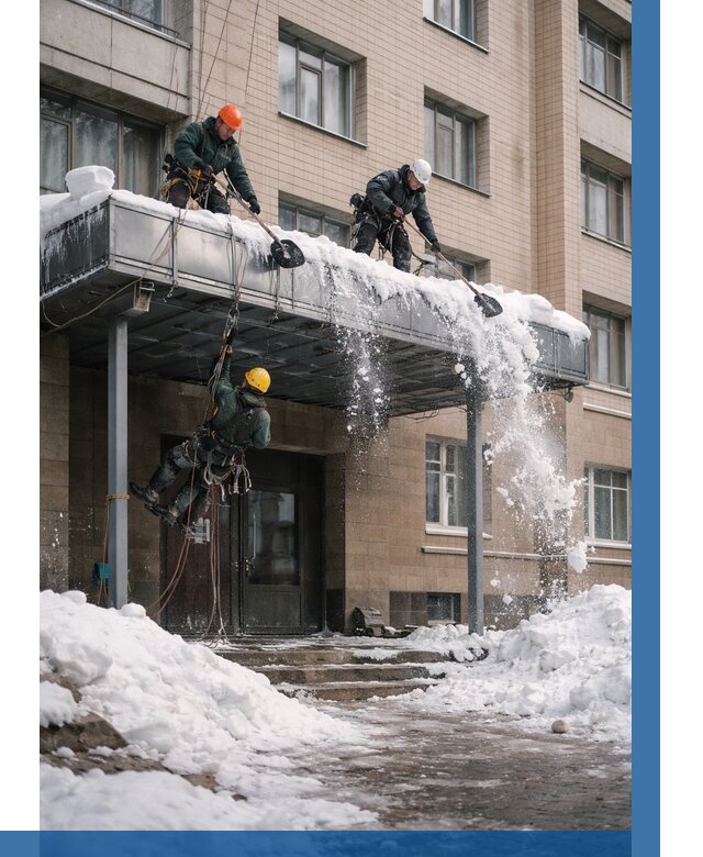 Очистка козырьков от снега в Кимовске от 3608 р. | ВЫСОТНИК-Кмв