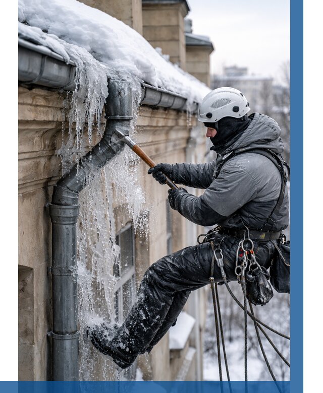 Очистка водостоков от льда в Кимовске от 3608 р. | ВЫСОТНИК-Кмв