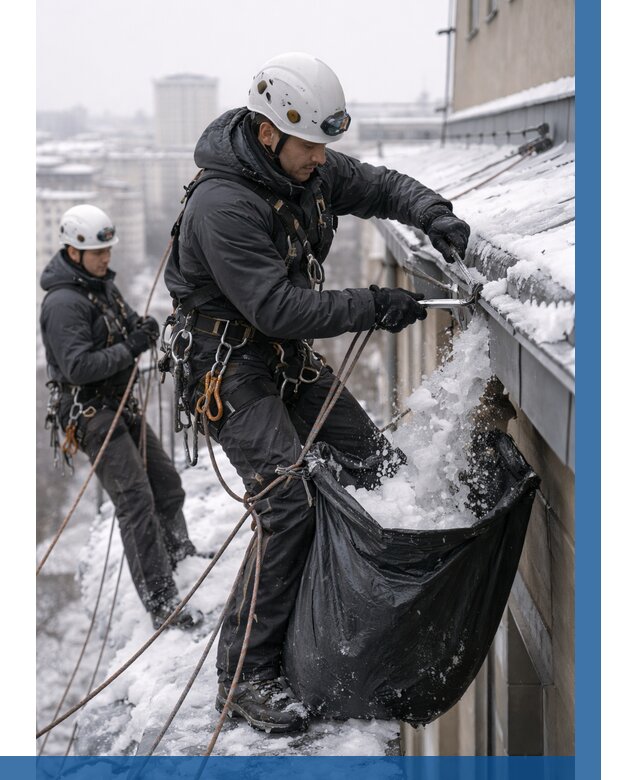 Аварийная очистка крыши в Кимовске под ключ от 309 р. | ВЫСОТНИК-Кмв