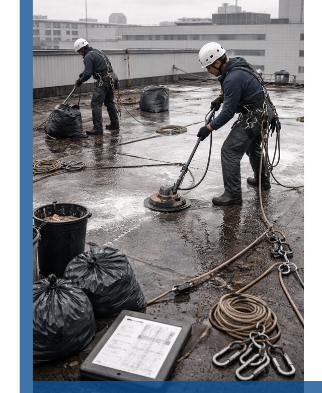 Плановая очистка кровли по графику в Кимовске для безопасности