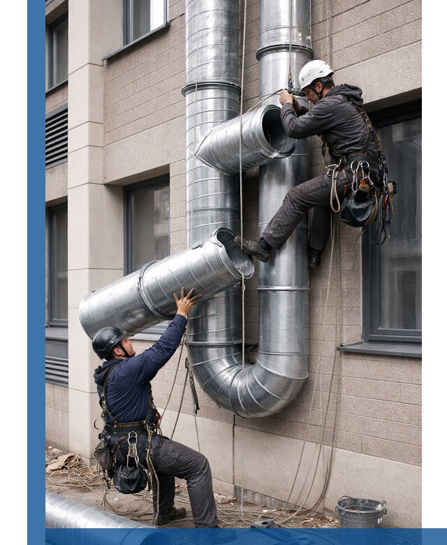 Монтаж фасадных воздуховодов в Кимовске с герметизацией и крепежом