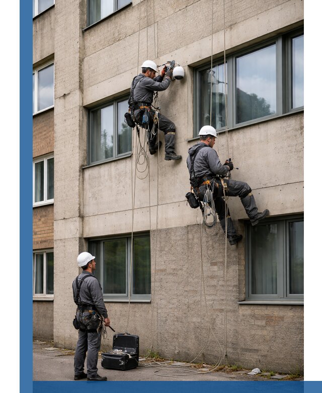Монтаж фасадных камер видеонаблюдения в Кимовске под ключ