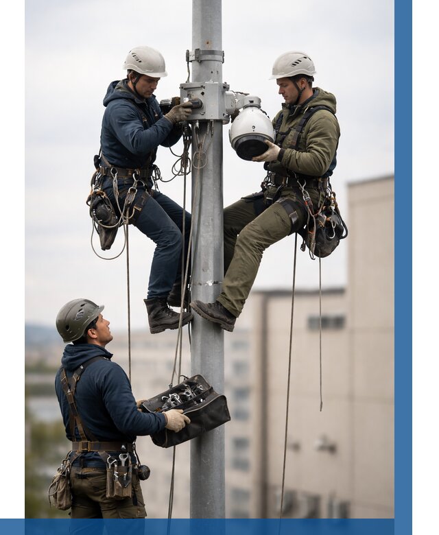 Установка видеокамер на мачте в Кимовске от 8762 р. | ВЫСОТНИК-Кмв