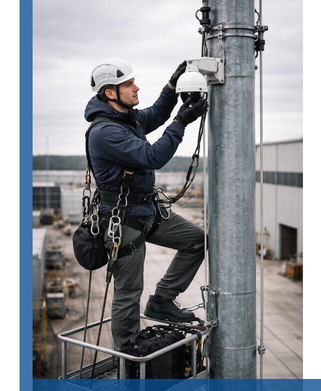 Профессиональная установка видеокамер на мачте в Кимовске