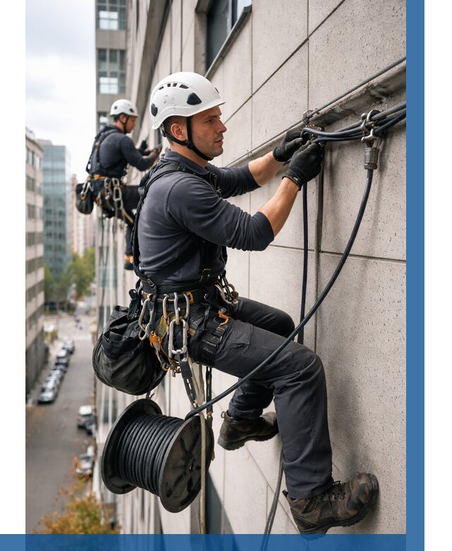 Прокладка кабеля по фасаду в Кимовске от 361 р. | ВЫСОТНИК-Кмв