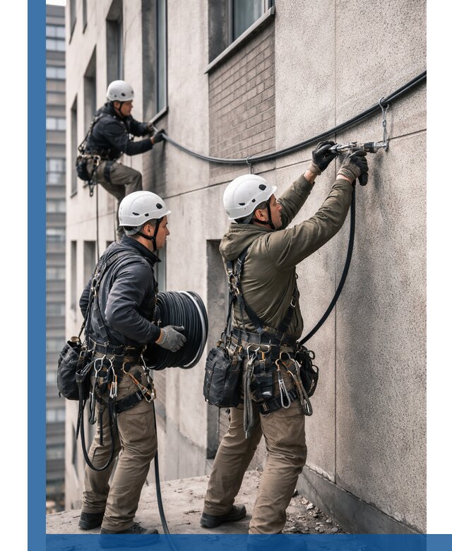 Прокладка кабеля по фасаду в Кимовске, профессиональный монтаж