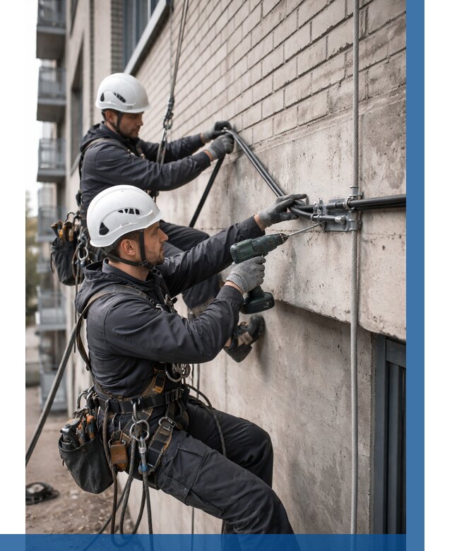 Крепление кабеля на фасаде в Кимовске от 361 р. | ВЫСОТНИК-Кмв