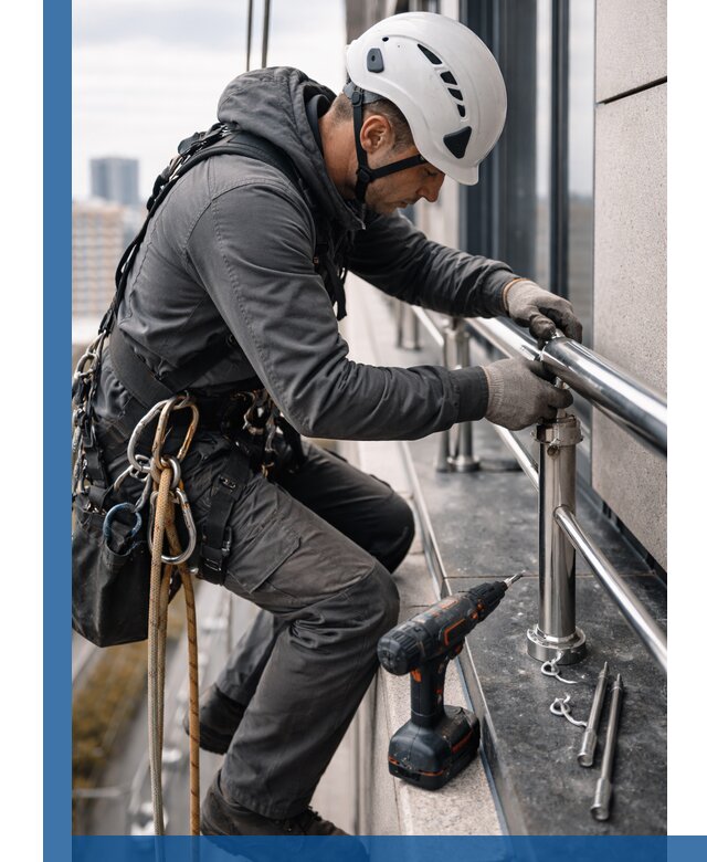 Монтаж ограждений на высоте в Кимовске для зданий и конструкций