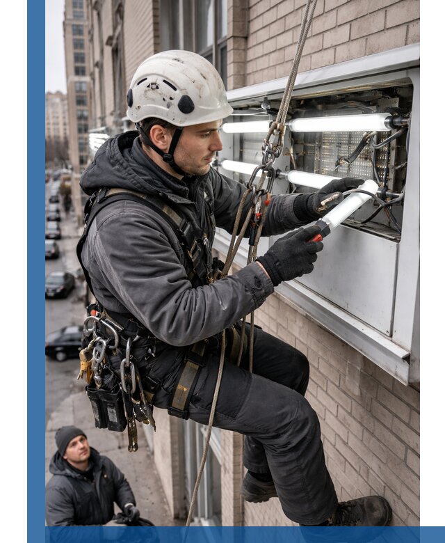 Профессиональная замена ламп в наружной вывеске в Кимовске